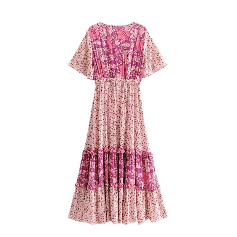 Women's Bohemian Vacation Digital Floral Print Swing Dress