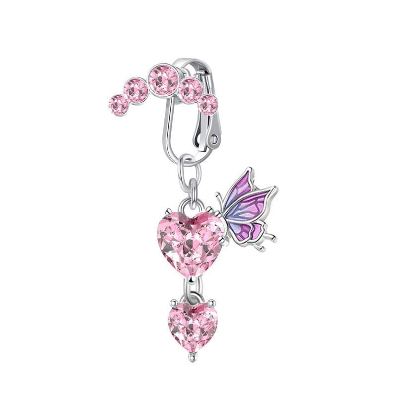 Peach Heart Dripping Oil Butterfly Nose Ringd