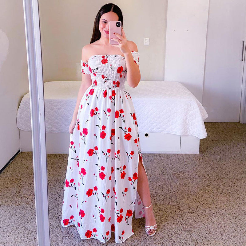 Off-shoulder Printed Butterfly Rainbow Dress