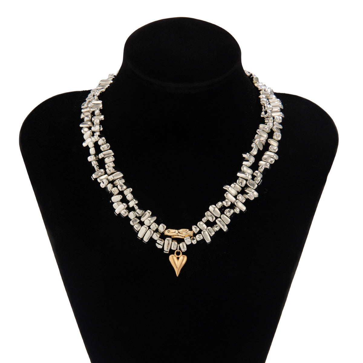 Euro-American Light Luxury Irregular CCB Beaded Clavicle Chain Geometric Bent Tube Necklace For Women