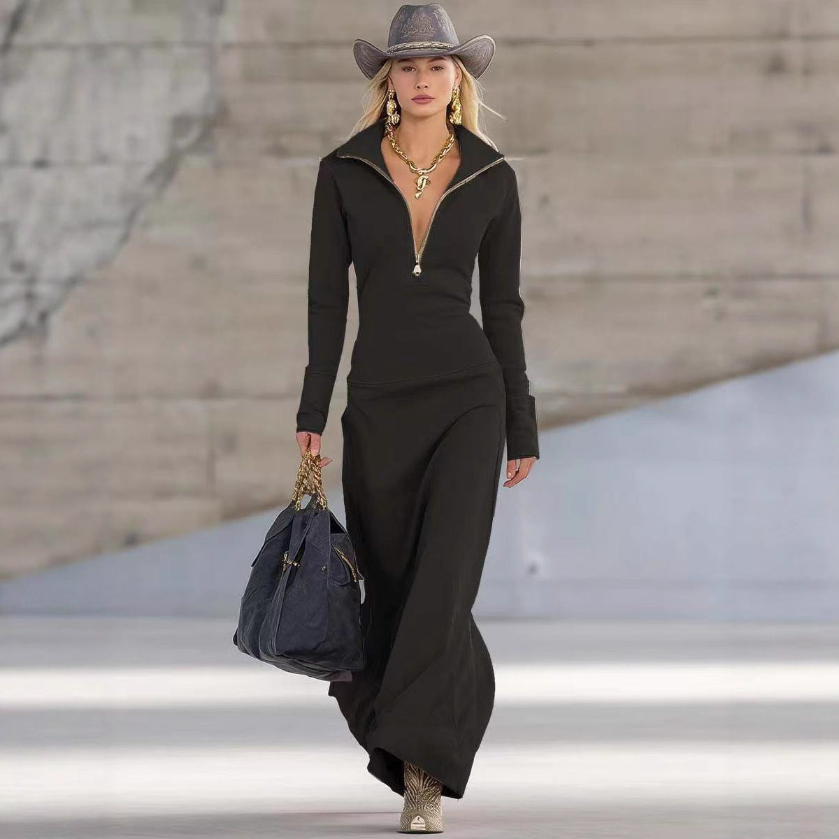 Slim Fit Long Dress Women Casual Long Sleeve Dress