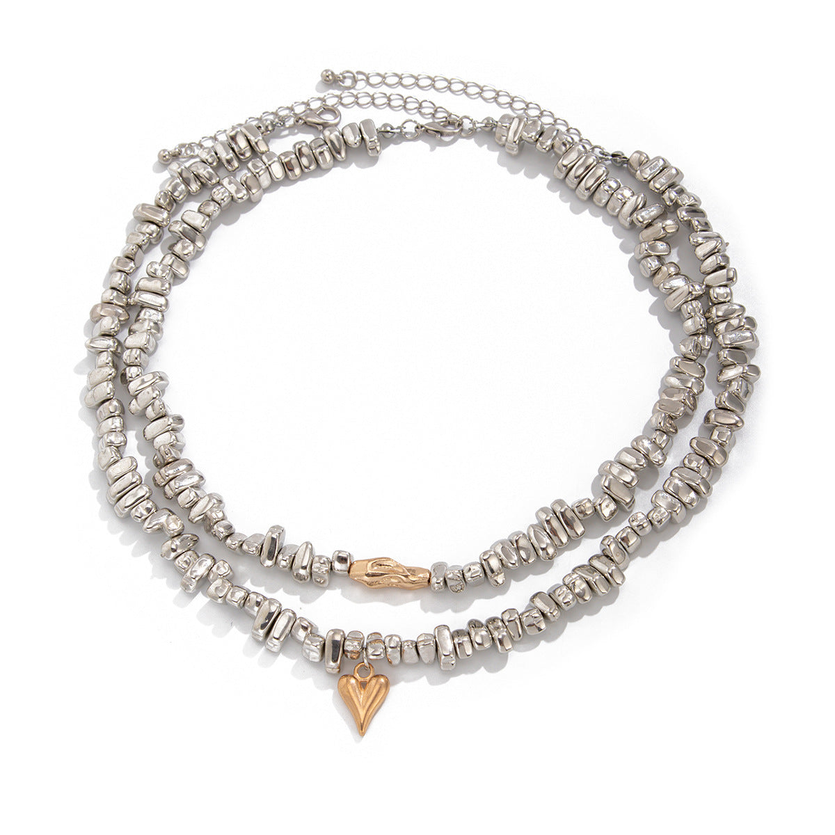 Euro-American Light Luxury Irregular CCB Beaded Clavicle Chain Geometric Bent Tube Necklace For Women